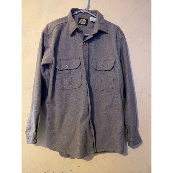 90’s Cabelas Gray Heavy Flannel Shirt Sz L - Picture 2 of 6